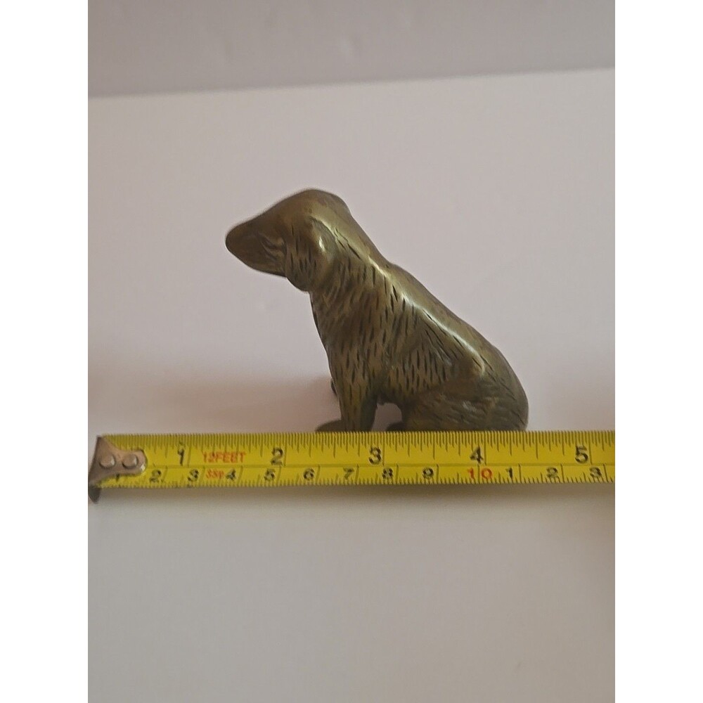 Vintage Solid Brass Dog Figure Paperweight Figurine Paperweight Signed By Action - Picture 7 of 10